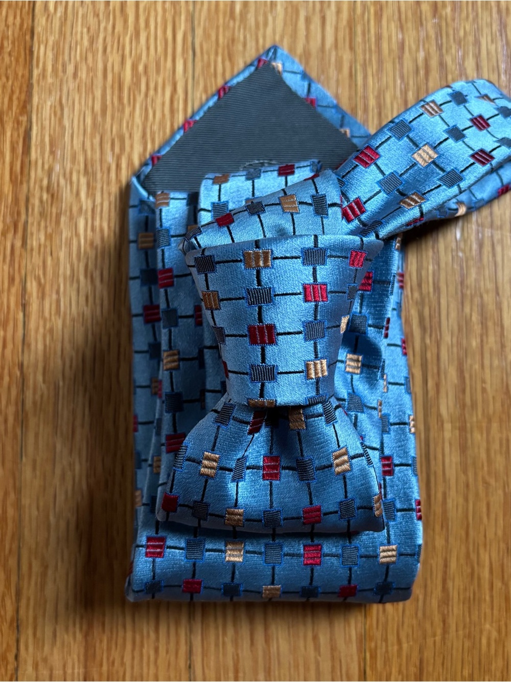 Valentino Light Blue Geometric Classic Luxury Tie
